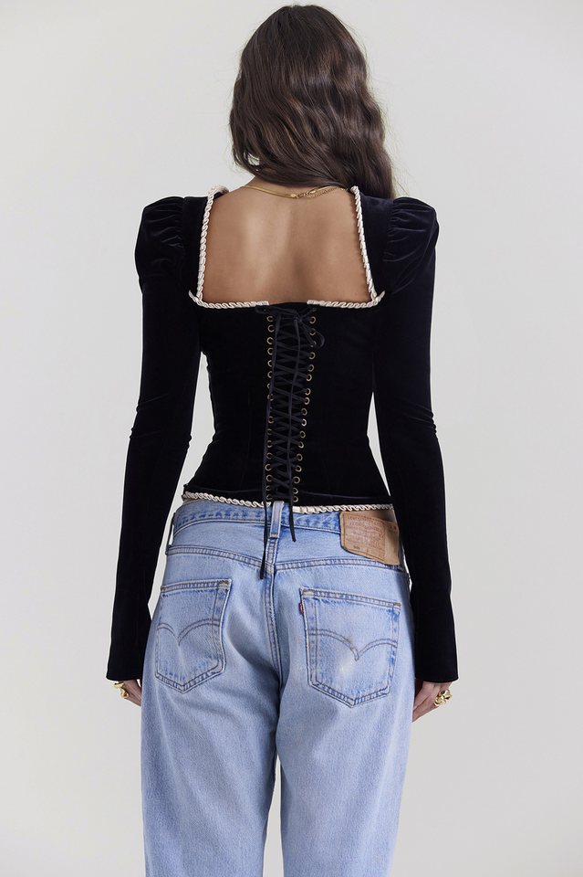 Noa Black Velvet Corset - XS / Black