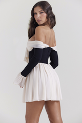 Alana Black & Cream Off Shoulder Dress | Dress In Beauty