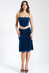 Lorraine Teal Velvet Skirt Set | Dress In Beauty