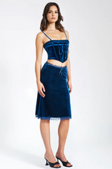 Lorraine Teal Velvet Skirt Set | Dress In Beauty