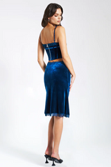 Lorraine Teal Velvet Skirt Set | Dress In Beauty