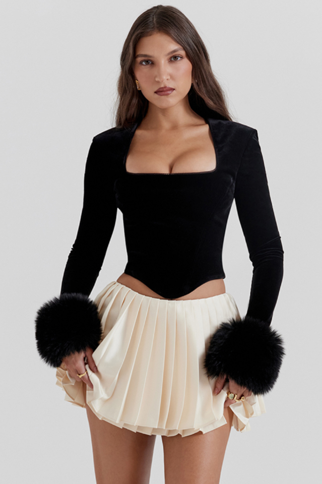 Catriona Black Velvet Bra | Dress In Beauty