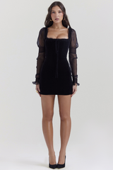 Syana Black Velvet Mini Dress | Dress In Beauty