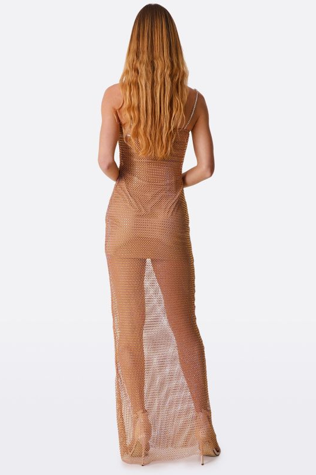 Crystal Embellished Fishnet Maxi Dress | Dress In Beauty