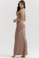 Bonita Brown Sequined Maxi Dress | Dress In Beauty