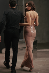 Bonita Brown Sequined Maxi Dress | Dress In Beauty