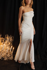 Pearla Ivory Ruched Maxi Dress | Dress In Beauty