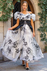 Puff Sleeve Organza Belted Maxi Dress | Dress In Beauty