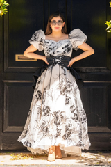 Puff Sleeve Organza Belted Maxi Dress | Dress In Beauty