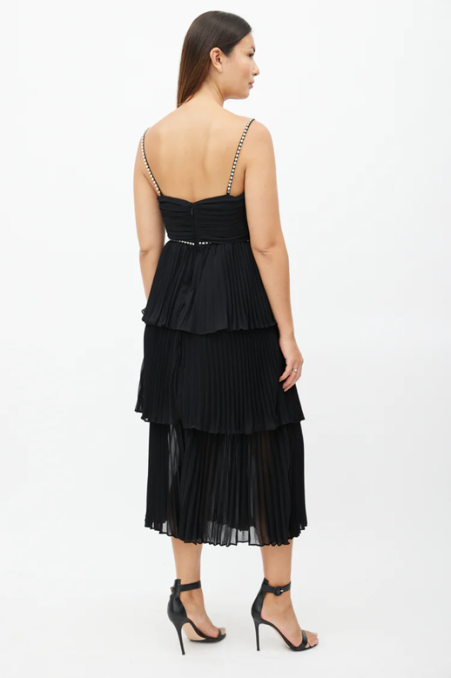 Rochie Black Tiered Jewel Chiffon Dress | Dress In Beauty