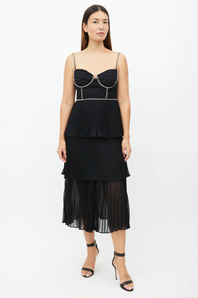 Rochie Black Tiered Jewel Chiffon Dress | Dress In Beauty
