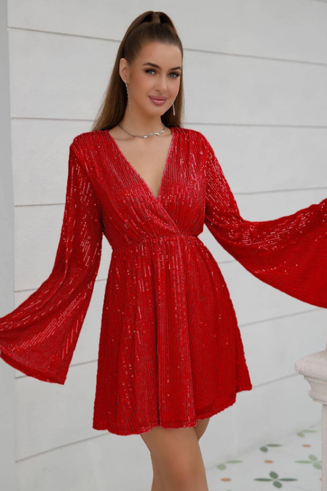 Plunging Neck Sequin Dress | Dress In Beauty