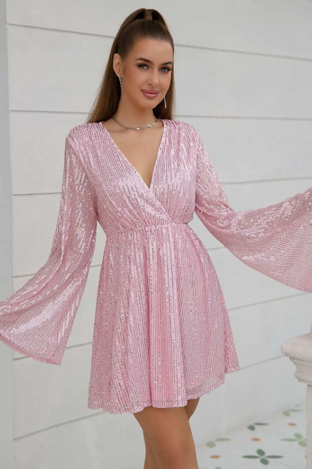 Plunging Neck Sequin Dress | Dress In Beauty