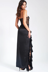 Talia Satin Lace Corset Maxi Dress | Dress In Beauty