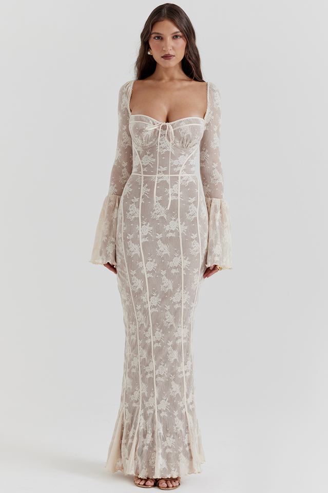 Delilah Vintage Cream Lace Maxi Dress | Dress In Beauty