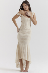 Cesca Retro Cream White Floral Maxi Dress | Dress In Beauty