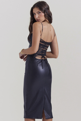 Jalena Black Leather Strappy Dress | Dress In Beauty