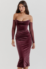 Leora Mulberry Strapless Midi Dress | Dress In Beauty