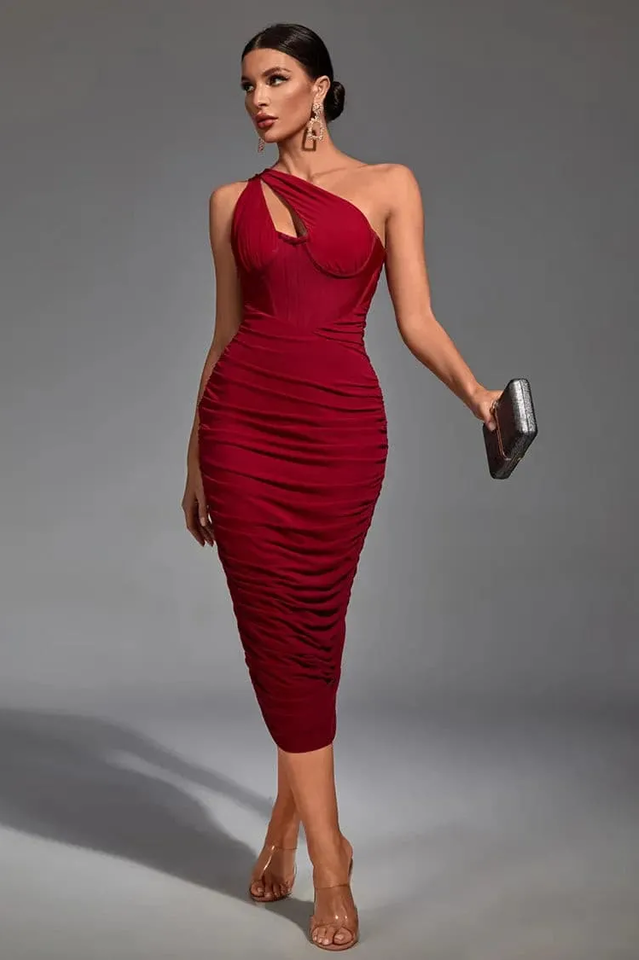 Asymmetric Cutout Midi Dress | Dress In Beauty Asymmetric Cutout Midi Dress | Dress In Beauty