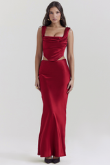 Sydel Satin Bias Cut Maxi Skirt Set | Dress In Beauty