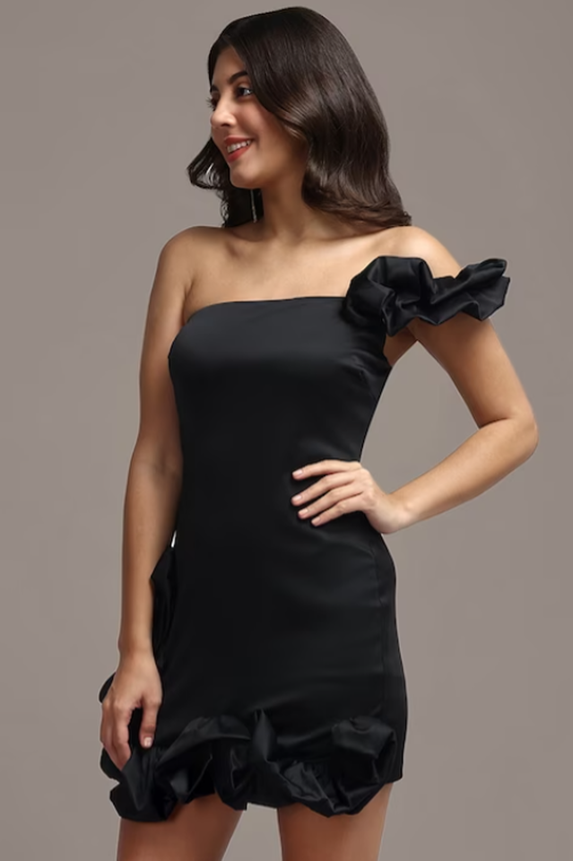 One Shoulder Ruffled Sheath Mini Dress | Dress In Beauty