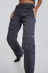 Vintage Grey Low Rise Cargo Pants | Dress In Beauty