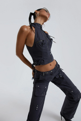 Vintage Grey Low Rise Cargo Pants | Dress In Beauty