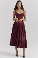 Beau Burgundy Pleated Midi Dress | Dress In Beauty