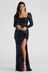 Arial Formal Sequin Lace-Up Dress | Dress In Beauty