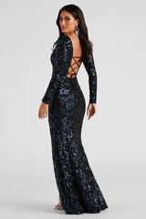 Arial Formal Sequin Lace-Up Dress | Dress In Beauty