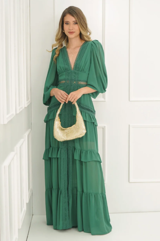 Lorie Long Sleeve Ruffle Gown | Dress In Beauty