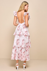 Ivory Floral Burnout Tiered Midi Dress | Dress In Beauty