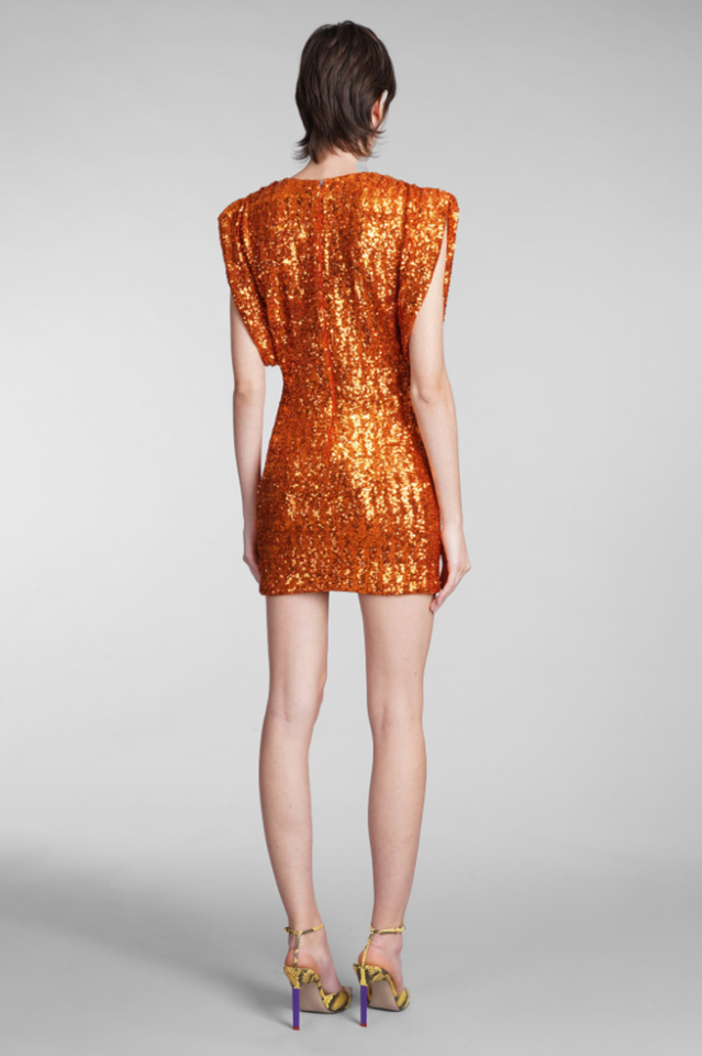Annie Sequin Mini Dress In Orange | Dress In Beauty