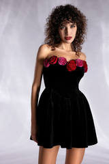 Macrouli Floral Velvet Off Shoulder Mini Dress | Dress In Beauty