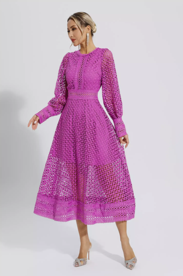Puff Sleeves Fit & Flare Midi Dress | Dress In Beauty