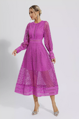 Puff Sleeves Fit & Flare Midi Dress | Dress In Beauty