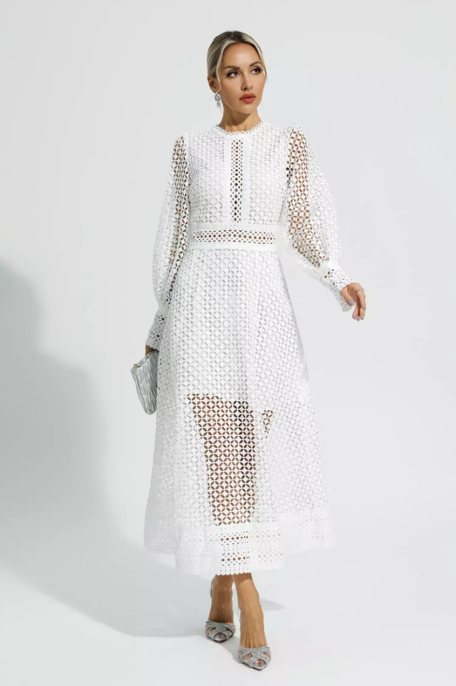 Puff Sleeves Fit & Flare Midi Dress | Dress In Beauty
