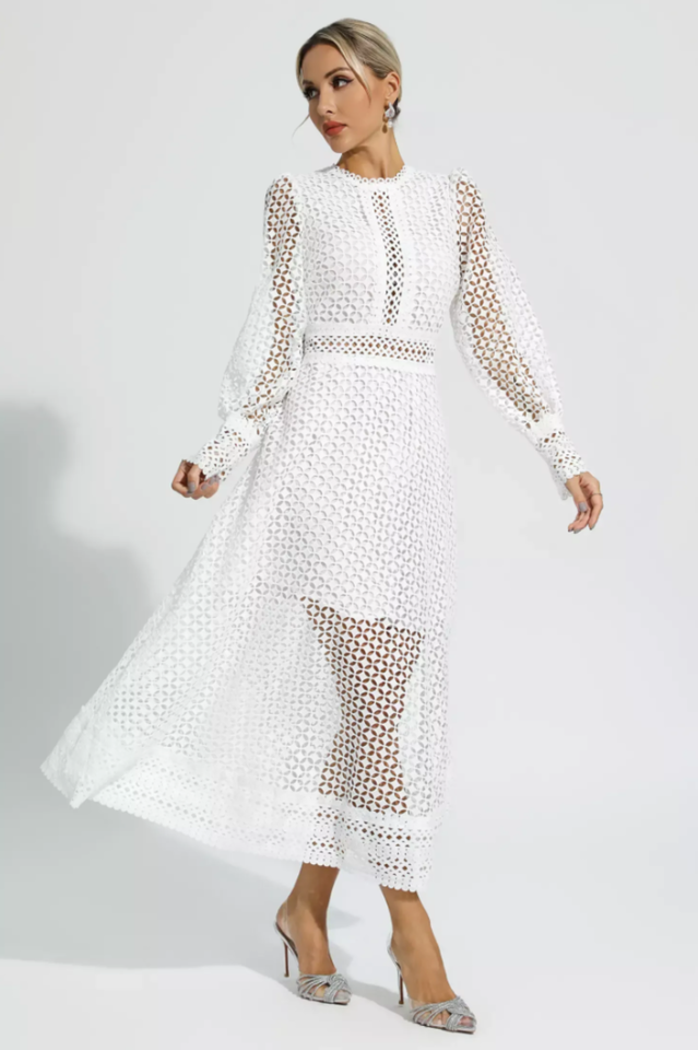 Puff Sleeves Fit & Flare Midi Dress | Dress In Beauty