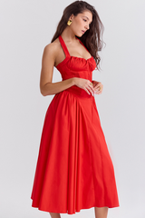 Adabella Cotton Halter Midi Sundress | Dress In Beauty