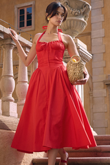 Adabella Cotton Halter Midi Sundress | Dress In Beauty