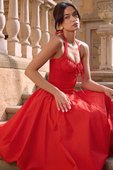Adabella Cotton Halter Midi Sundress | Dress In Beauty