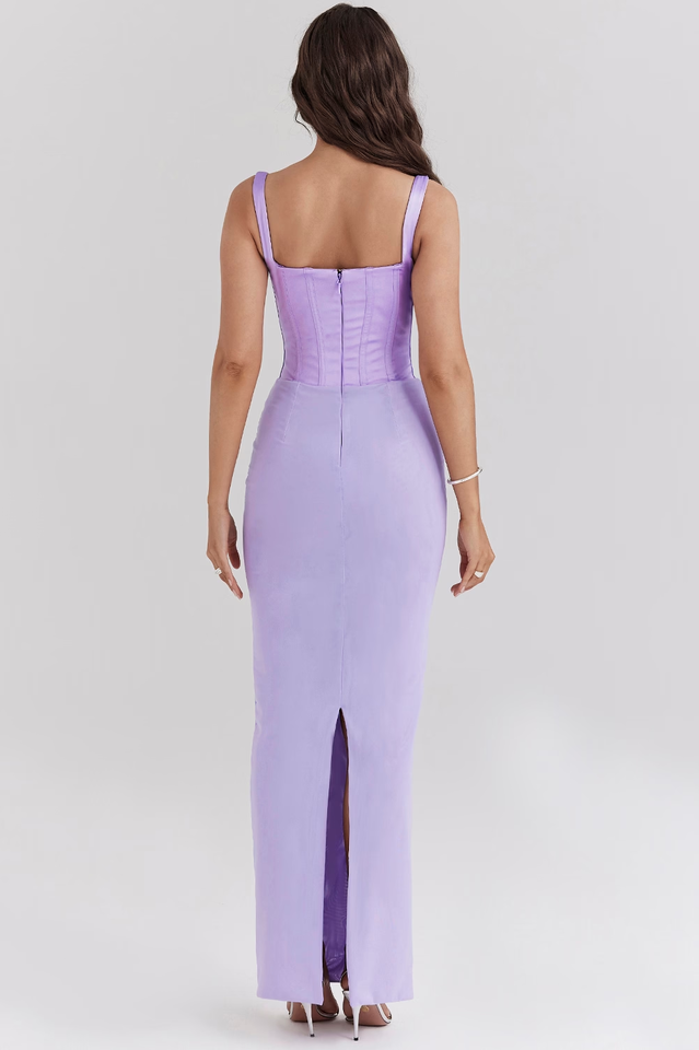 Breeze Orchid Satin Corset Maxi Dress | Dress In Beauty