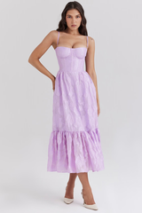 Mira Orchid Jacquard Layered Midi Dress | Dress In Beauty
