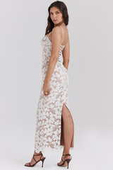 pearl white floral embroidered maxi dress House of CB