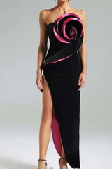 Velvet Flower Slit Maxi Dress | Dress In Beauty