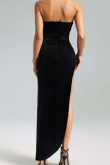 Velvet Flower Slit Maxi Dress | Dress In Beauty