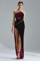 Velvet Flower Slit Maxi Dress | Dress In Beauty