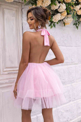 Halter Neck Backless Mesh Dress | Dress In Beauty