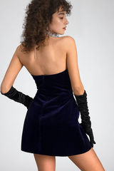 Off Shoulder Heart Velvet Mini Dress | Dress In Beauty