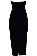 Strapless Crystal Trim Midi Dress